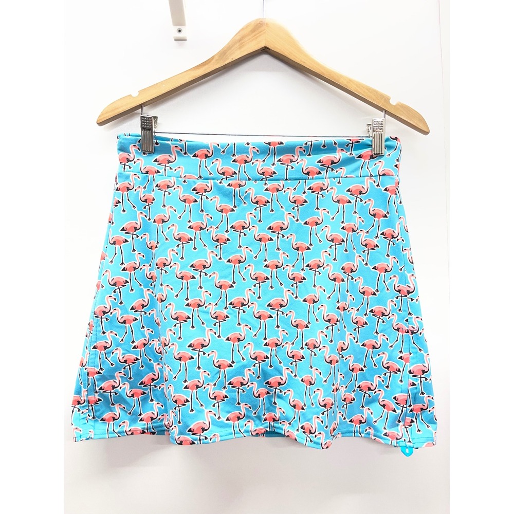Zelos Flamingo Print Athletic Skort Turquoise Pink Active Skirt Small
